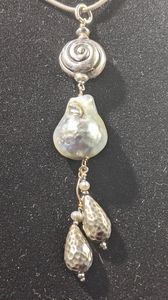 Tahitian Blue- Silver Baroque Pearl Pendant